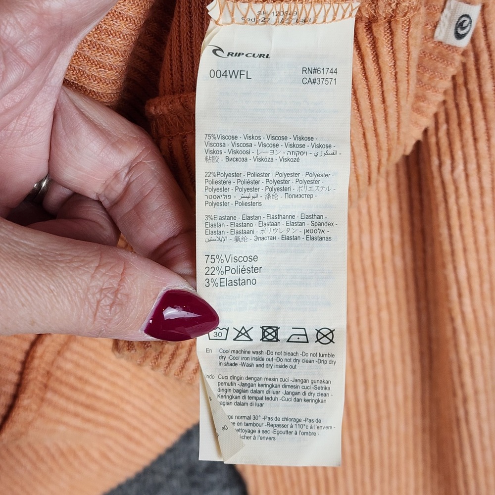 Rip Curl Ribbed V-Neck Hoodie Womens XS Knit Kangaroo Pocket Pullover - Picture 6 of 9